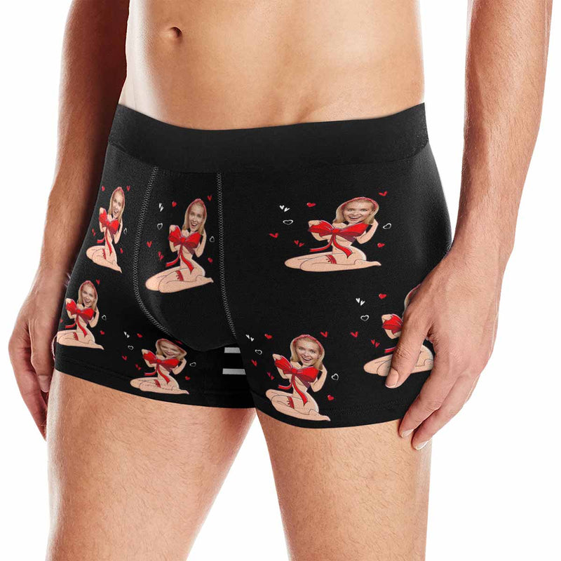 Personalized Face Men's Boxer Briefs Custom Face Bow Tie Underwear Valentine's Day Gift