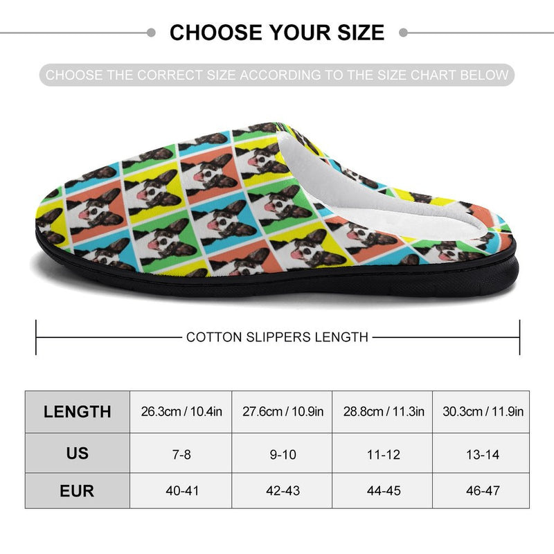 Personalized Photo In Colorful Plaid Cotton Slipper For Family