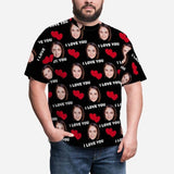 Custom Face I Love You Matching Couple T Shirts Add Your Own Personalized Photo or Image