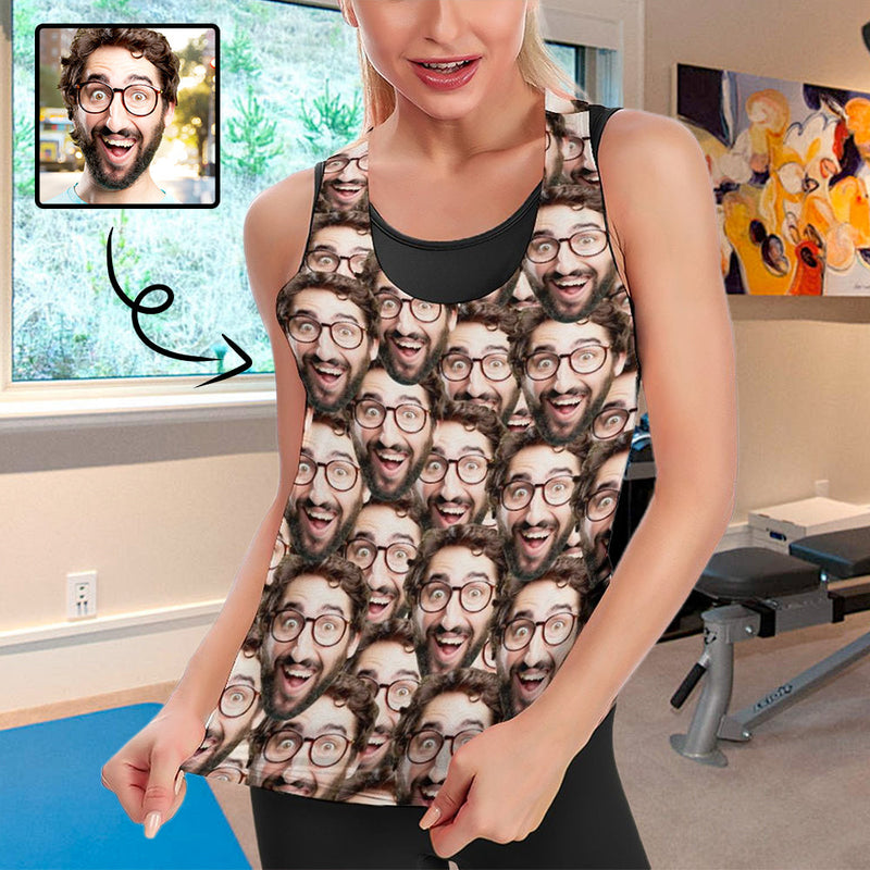 Custom Boyfriend Face Women's Vest Personalized Face Yoga Wear Gift