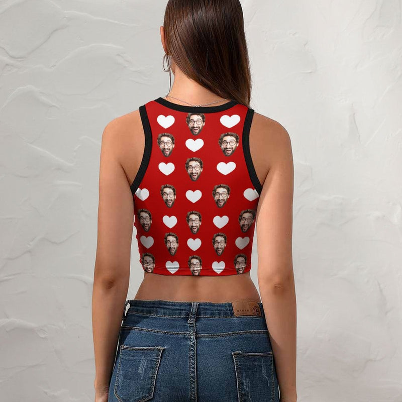 Custom Face White Heart Red Women Tank Top Vest Personalized Vest Gift