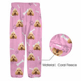 Coral Fleece Pajama Pants Custom Face Dog Bones Pants