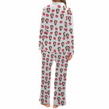 Custom Face Cotton&Satin Pajama Set Personalized Face Red Lips Long Sleeve Set