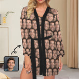 Personalized Women's Pajama Robe&Camisole Sleep Dress Custom Face Multiface Robe Cami Sets