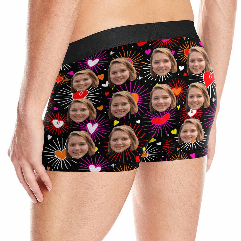 Made in USA Custom Girlfriend Face Red Heart Men's Boxer Briefs& Unisex Socks