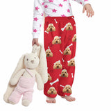 Coral Fleece Pajama Pants Custom Face Dog Bones Pants