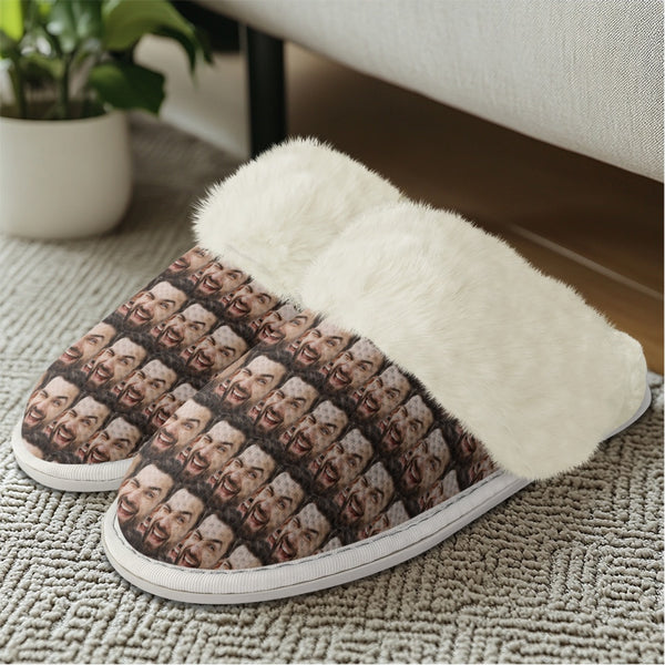 Custom Seamless Multiface Flannel Slippers For Adults