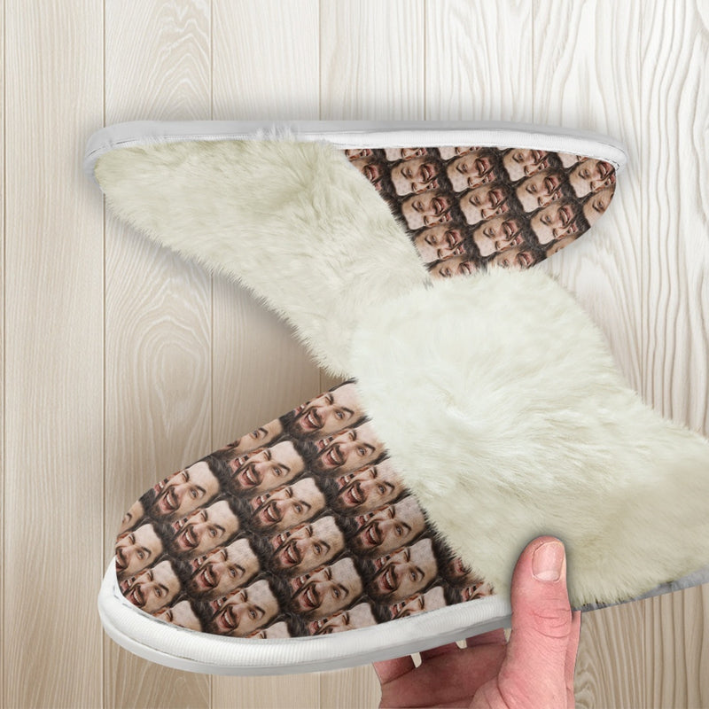 Custom Seamless Multiface Flannel Slippers For Adults