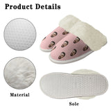 Custom Face Pink Cotton Material&Plush Material Women's Tie Waist Pocket Long Pajama Sets&Slippers