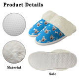 Custom Face Blue Cotton Material&Plush Material Women's Tie Waist Pocket Long Pajama Sets&Slippers