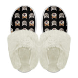 Custom Face Black Flannel Slippers For Adults