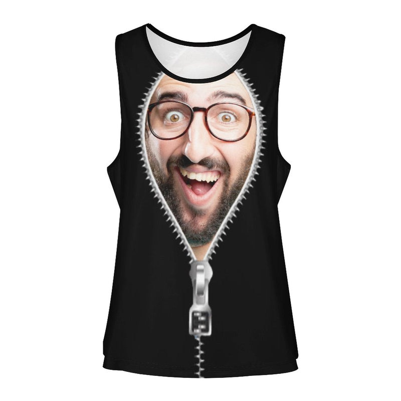 Custom Face In the Zipper Women Vest T-shirt Personalized Sports Vest T-shirt Gift