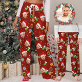 Unisex Pajama Pants Custom Face Christmas Red Pajama Pants For Men&Women Personalized Any Photos Pajama Pants