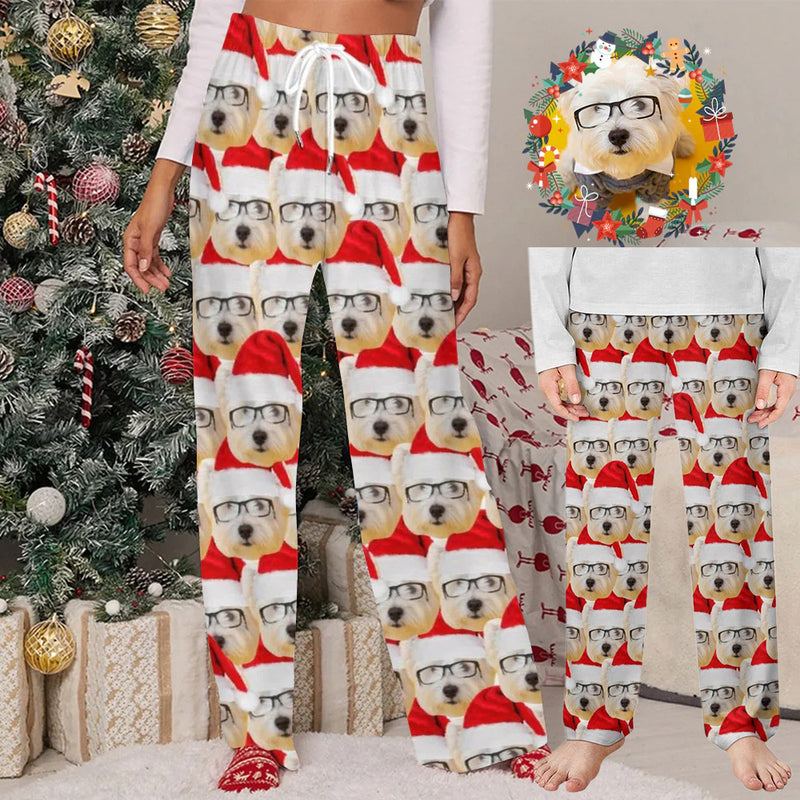 Unisex Pajama Pants Custom Multi Face Christmas Pajama Pants For Men&Women&Kids Personalized Any Photos Pajama Pants