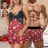 Custom Love Heart Red Face Women Nightdress&Men's Underwear Couple Matching Gift