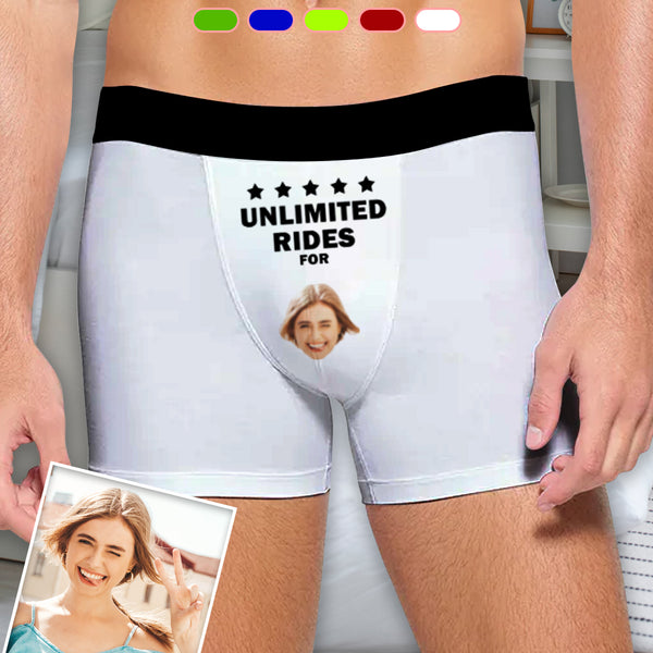 Custom Face Men's Boxer Briefs Printed Funny Undies Photo Unlimited Rides Design Your Own Boxer Underwear For Valentine's Day Gift