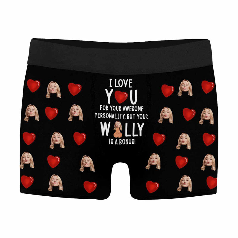 Made in USA#Personalized Men's Underwear Love You Red Heart Boxer Briefs