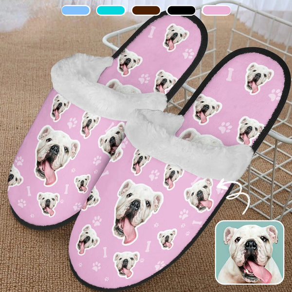 Custom Dog Face Christmas Slippers For Women&Men Personalized Face Slippers Gifts