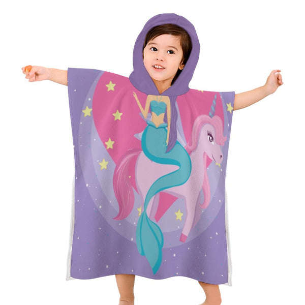 Children's Bath Towel With Hood Mermaid Towel For Kids