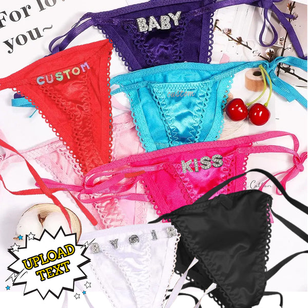 Personalized Thongs Sexy Lingerie for Women Custom Thong Panties String with Name Bikini Satin Underwear New Year Gifts Girls
