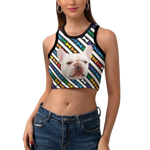 Personalized Women's Tank Top&Pet's Vest Custom Face Stripe Tank Top