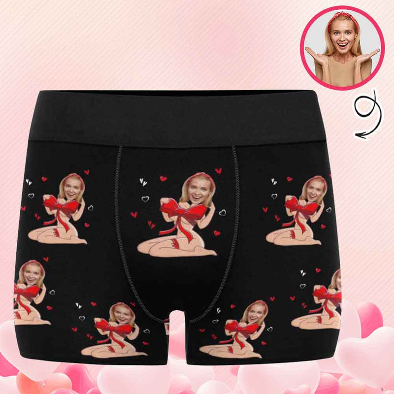 Personalized Face Men's Boxer Briefs Custom Face Bow Tie Underwear Valentine's Day Gift