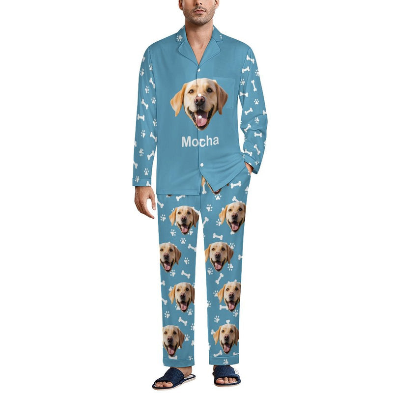 Custom Face Long Sleeve Pajamas Set Personalized Pet Face&Name Pajama For Men&Women