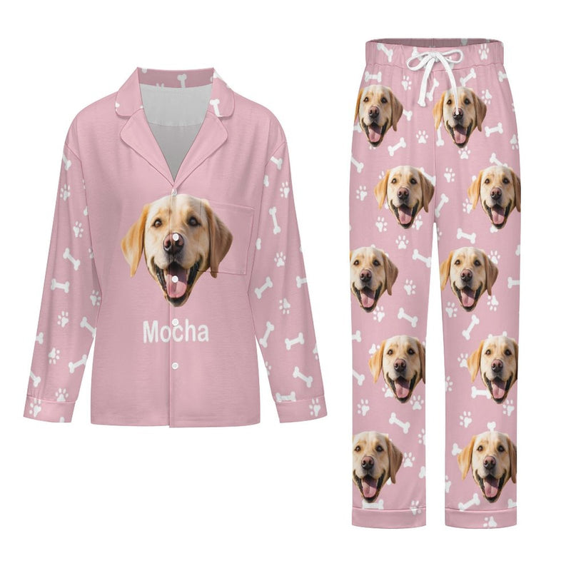 Custom Face Long Sleeve Pajamas Set Personalized Pet Face&Name Pajama For Men&Women