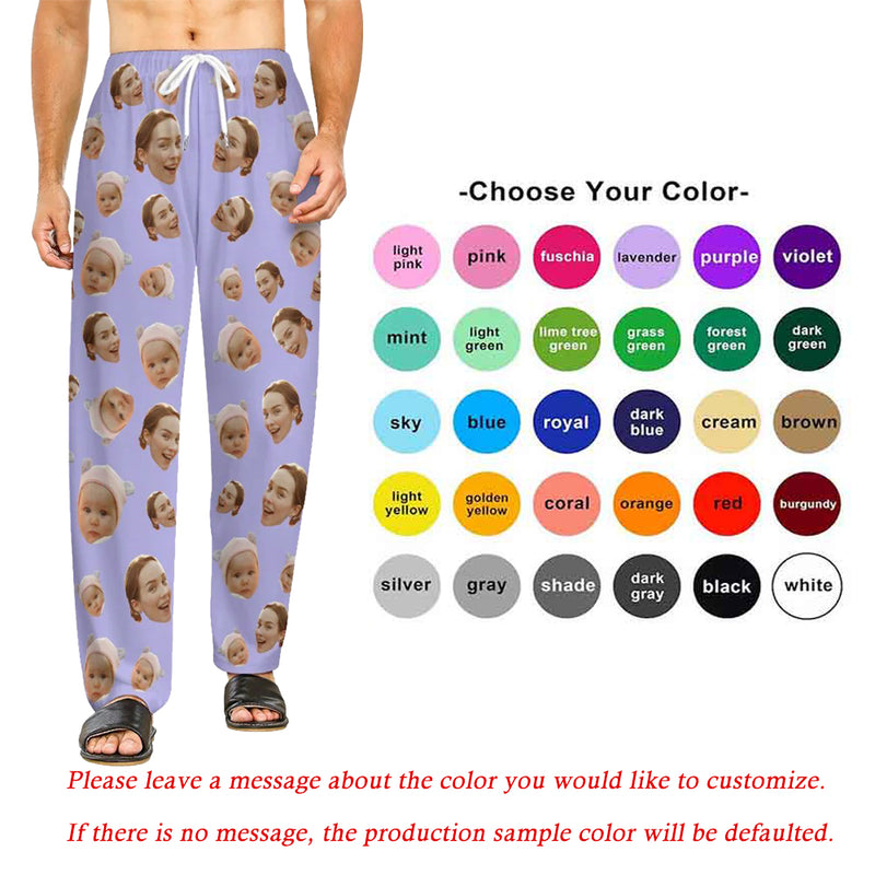 30 Colors Custom Photo Unisex Pajama Pants For Adult&Kids Custom Face Solid Colors Pajama Pants