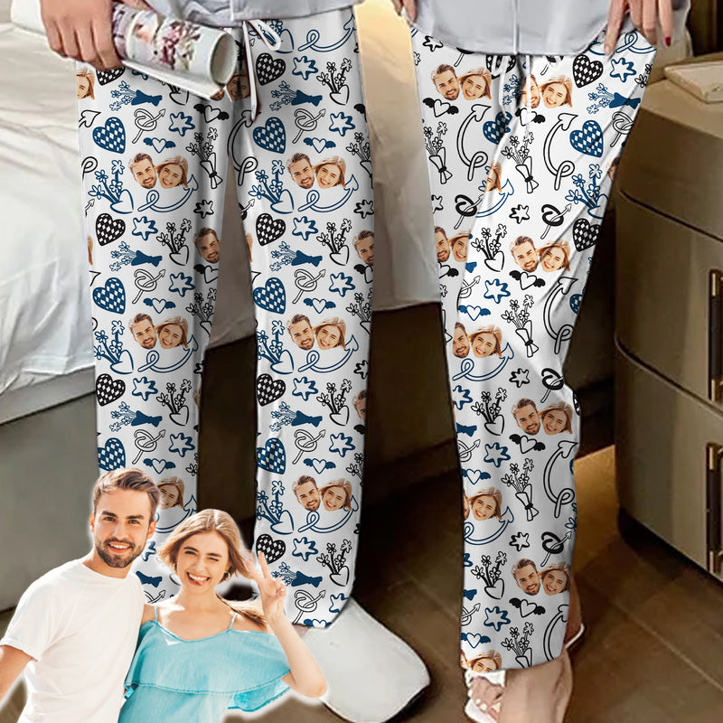 Valentine's Day Gift#Custom Couple Unisex Pajama Pants Personalized Couple Face Cute Pajama Pants