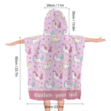 Custom Text Children's Pink Bath Towel With Hood Personalized Towel For Kids