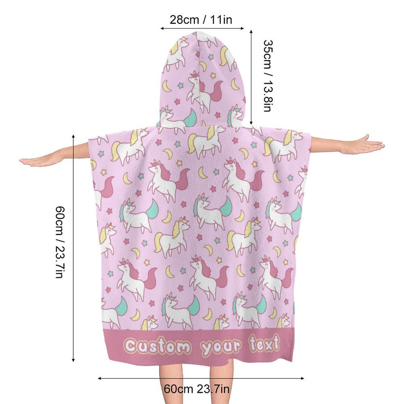 Custom Text Children's Pink Bath Towel With Hood Personalized Towel For Kids