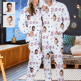 Custom Face Couple Onesie Jumpsuit Personalized White Unisex One Piece Pajama Loungewear