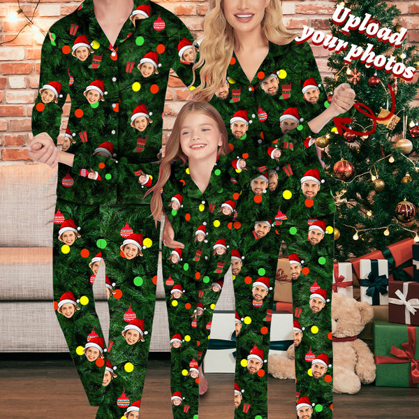 Personalized Family Matching Christmas Long Sleeve Pajama Set Custom V Neck Christmas Pajama Set