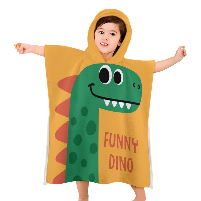 Children's Bath Towel With Hood Funny Dino Towel For Kids