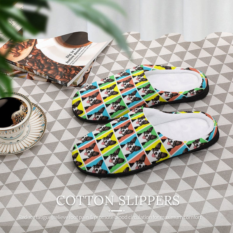 Personalized Photo In Colorful Plaid Cotton Slipper For Family