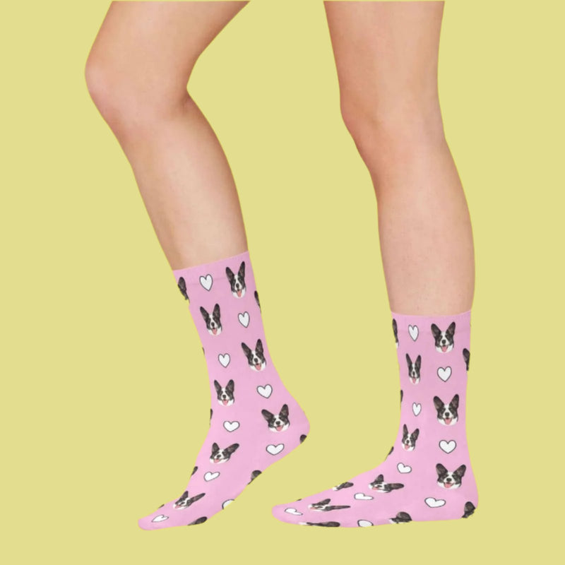 Custom Face Pink Socks For Women