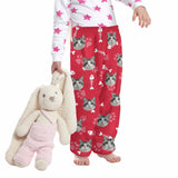 Coral Fleece Pajamas Pants For Kids Custom Face Fish Bones Pants