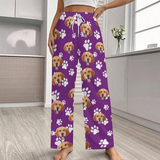 Custom Dog Paw Face Pajama Pants For Women&Men 30 Colors To Choose