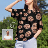 Custom Boyfriend Face Circle Shape Women's All Over Print T-shirt