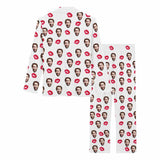 Custom Face Cotton&Satin Pajama Set Personalized Face Red Lips Long Sleeve Set