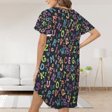 Custom Big Face Nightdress Pajamas Personalized Colorful Letters Nightgown For Women&Little Girl