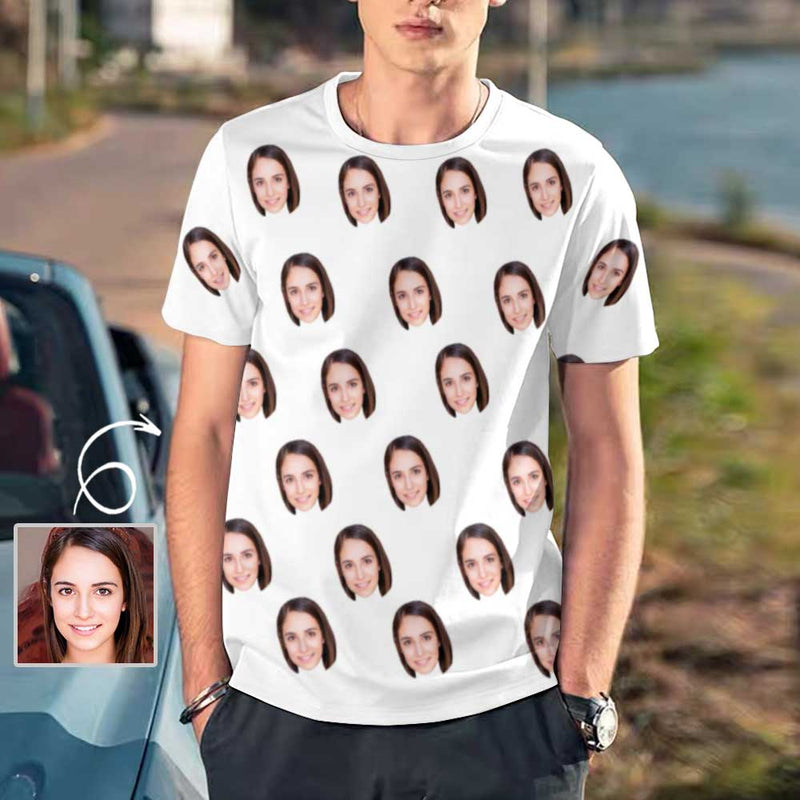 Custom Face Funny Selfie Men's Print T-shirt Made For You Custom Tee Shirt Design for Him