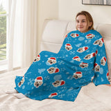 Personalized Face Christmas Blue Blanket Robe Loungewear