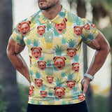 Custom Face Pineapple Polo Shirt Personalized Hawaiian Shirt For Men