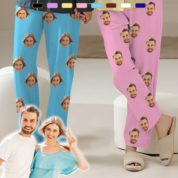Custom Face Couple Matching Pajama Pants Personalized Face Pajama Pants