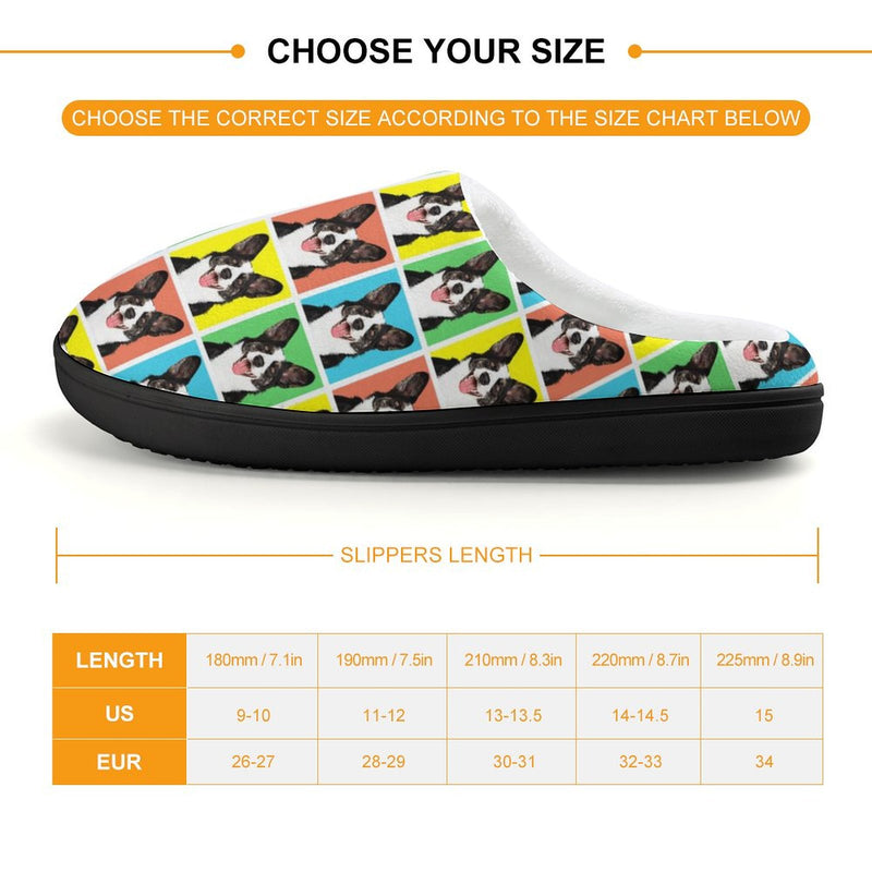 Personalized Photo In Colorful Plaid Cotton Slipper For Family