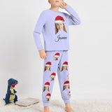 Custom Face Crew Neck Long Sleeve Pajama Sets Personalized Face&Name Pajamas For Family