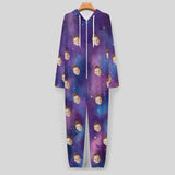 Custom Face Couple Onesie Jumpsuit Personalized Starry Sky Unisex One Piece Pajama Loungewear