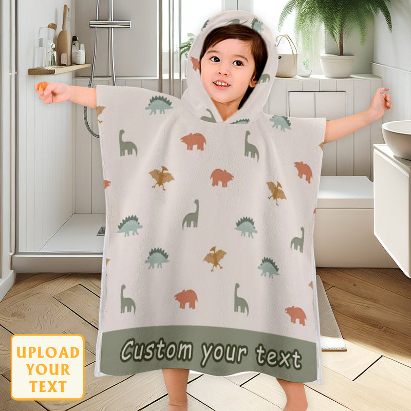 Custom Text Children's Bath Towel With Hood Personalized Towel For Kids